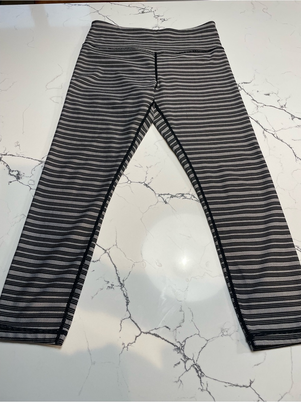Zyia Active Black & White Striped Active Leggings